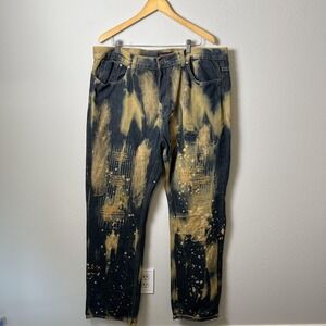 Lion Dynasty Jeans Mens 40 Distressed Patchwork Rugged‎ Streetwear Pants 40x30